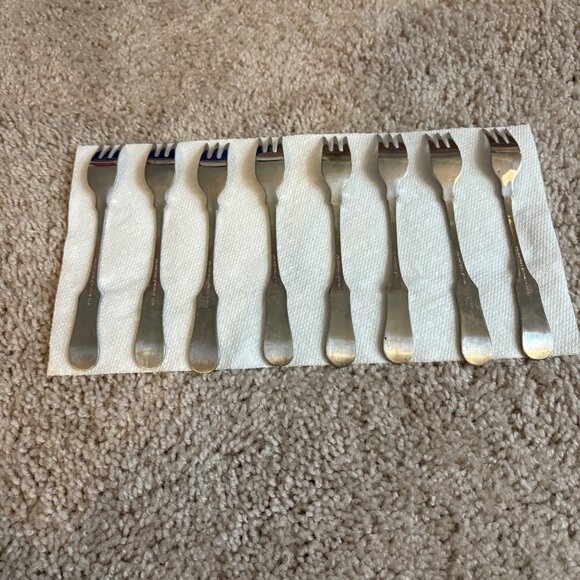 Set Of 8 Vintage Oxford Hall Stainless Japan Appetizer/Cocktail Forks‎ - Picture 5 of 9